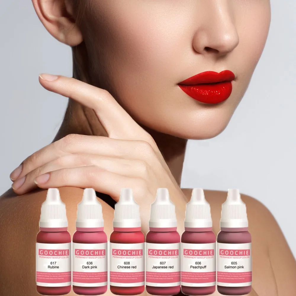

permanent makeup micropigment kit for lip, 6colors