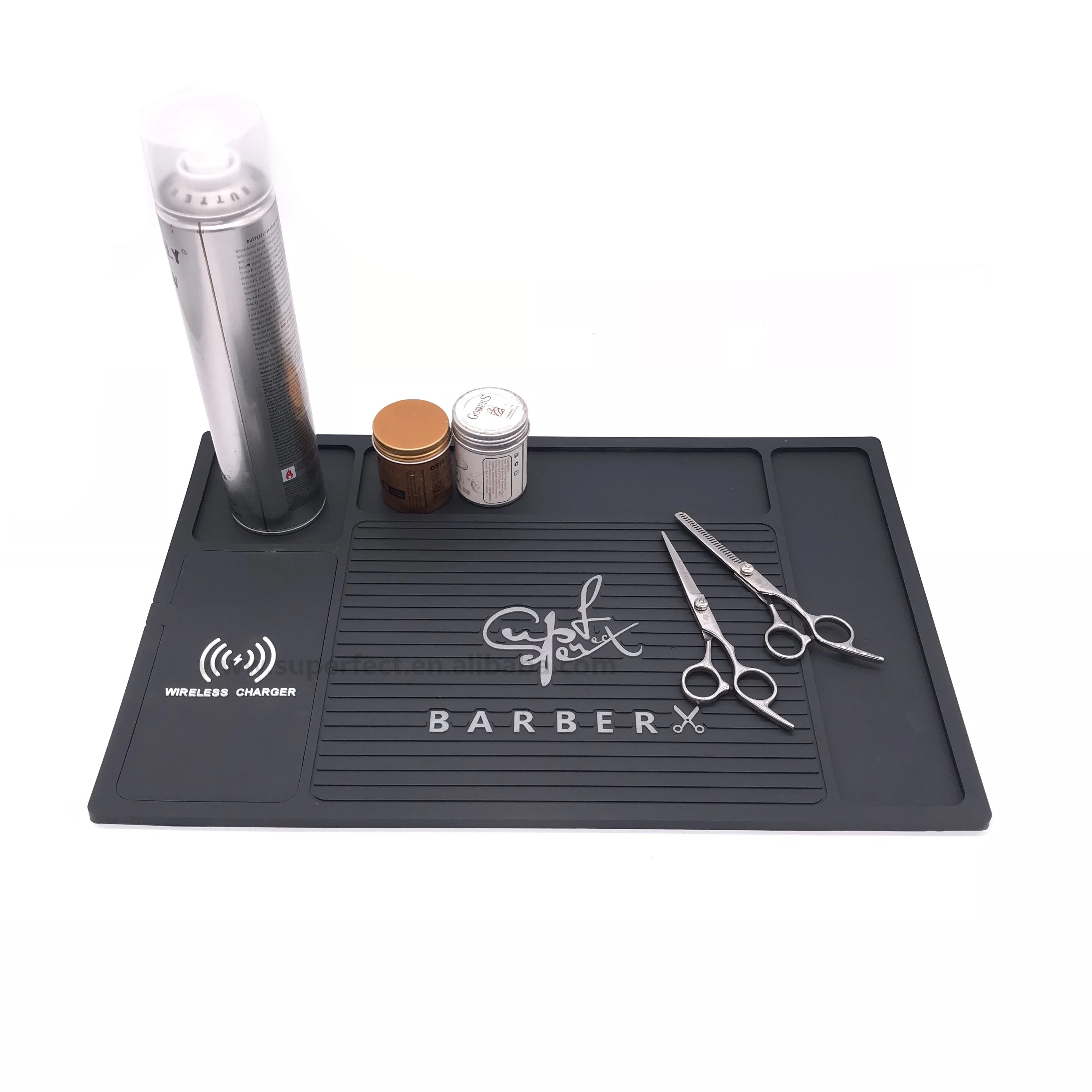 Barber Suppliers Custom Logo Pvc Rubber Barber Accessories Shop Mat