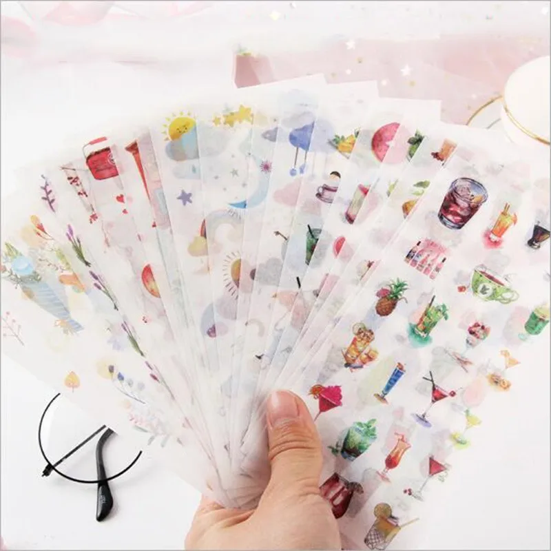 

6 sheets/pack Cute Cartoon Animal Fruit Butterfly Plant Stickers Scrapbooking Netbook Paper Sticker Decoration Party Favor
