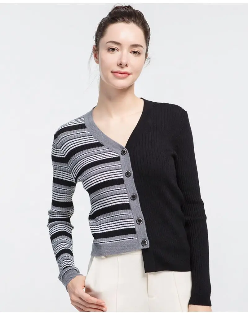 

Custom logo sweater dress for women rainbow striped sweater