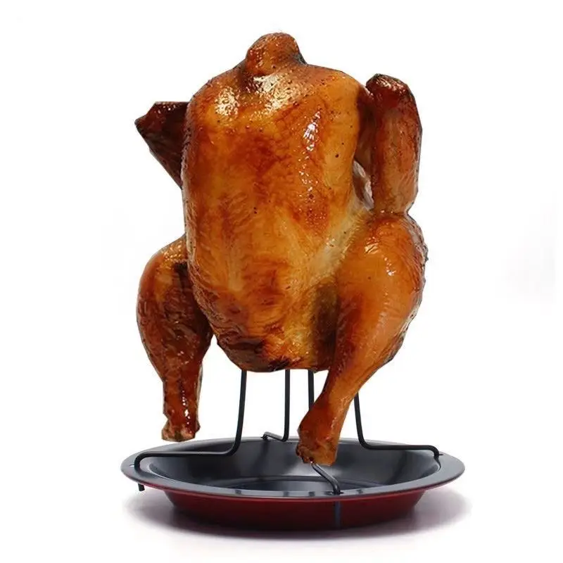 

Barbrque Tools Chicken Duck Holder Rack Stainless Steel Grilled Chicken Plate Outdoor BBQ Grill Stand Roasting BBQ Rib Non Stick