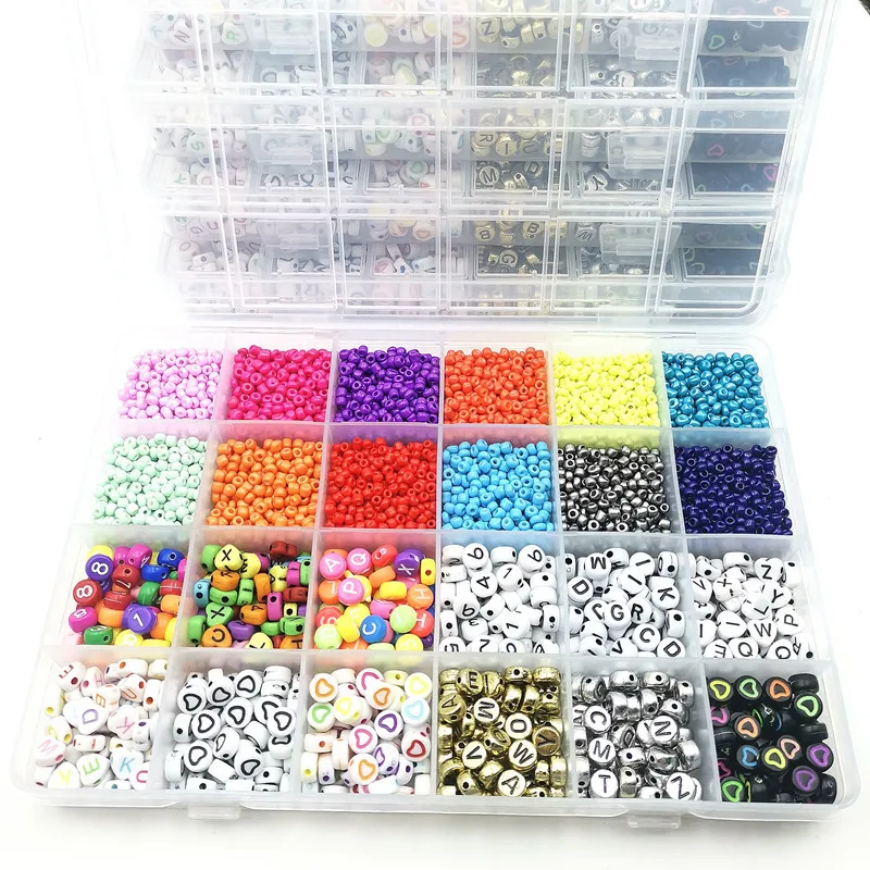 

PJ005 DIY 2-4mm Bracelet Necklace Earrings Ring Glass Seed Beads Assortments Jewelry Making Kit for Adults Girls Craft Set