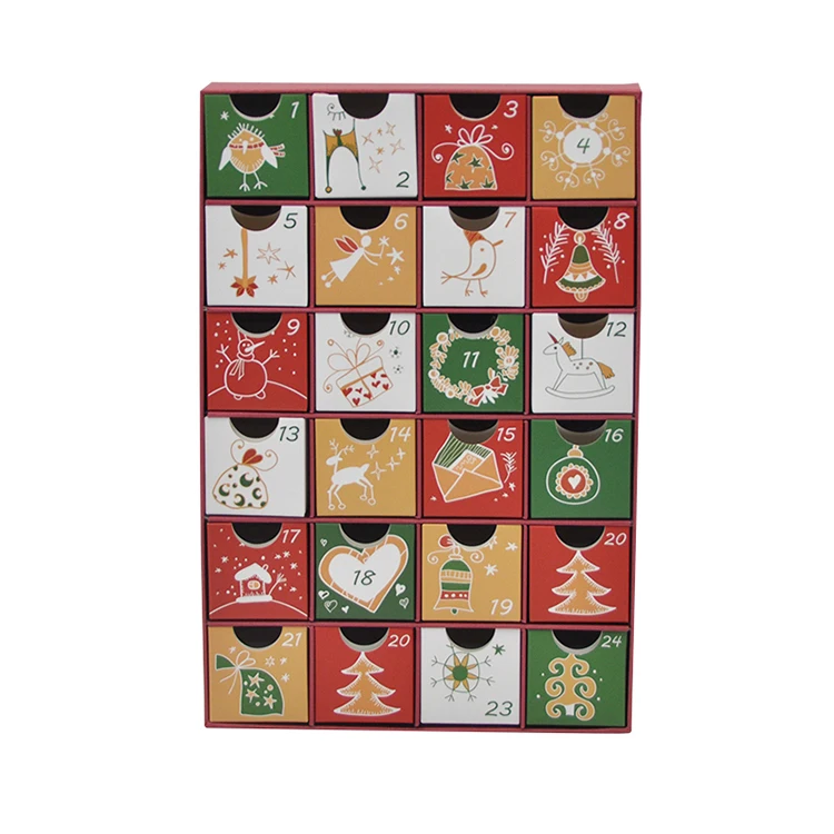 Custom Advent Calendar Package Drawer Box Cardboard Christmas Advent