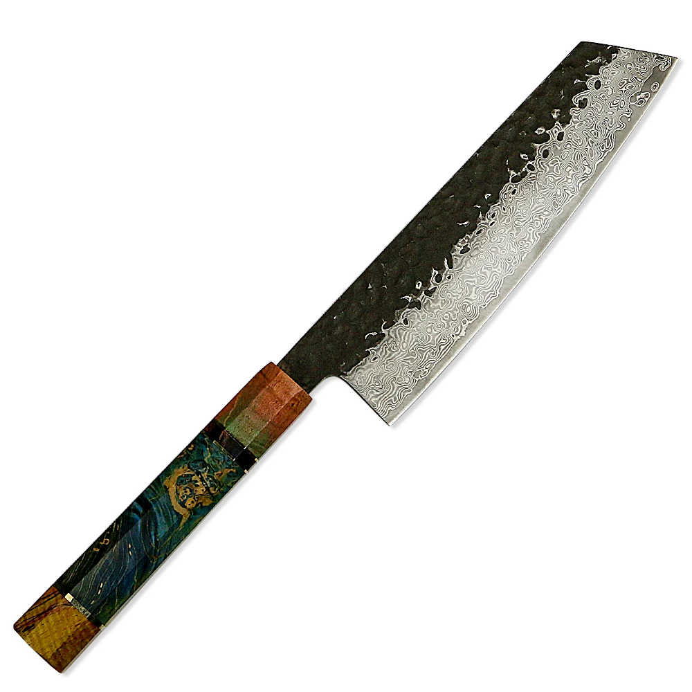 

Solidified octagon wood handle damascus chef knife kiritsuke 7 inch