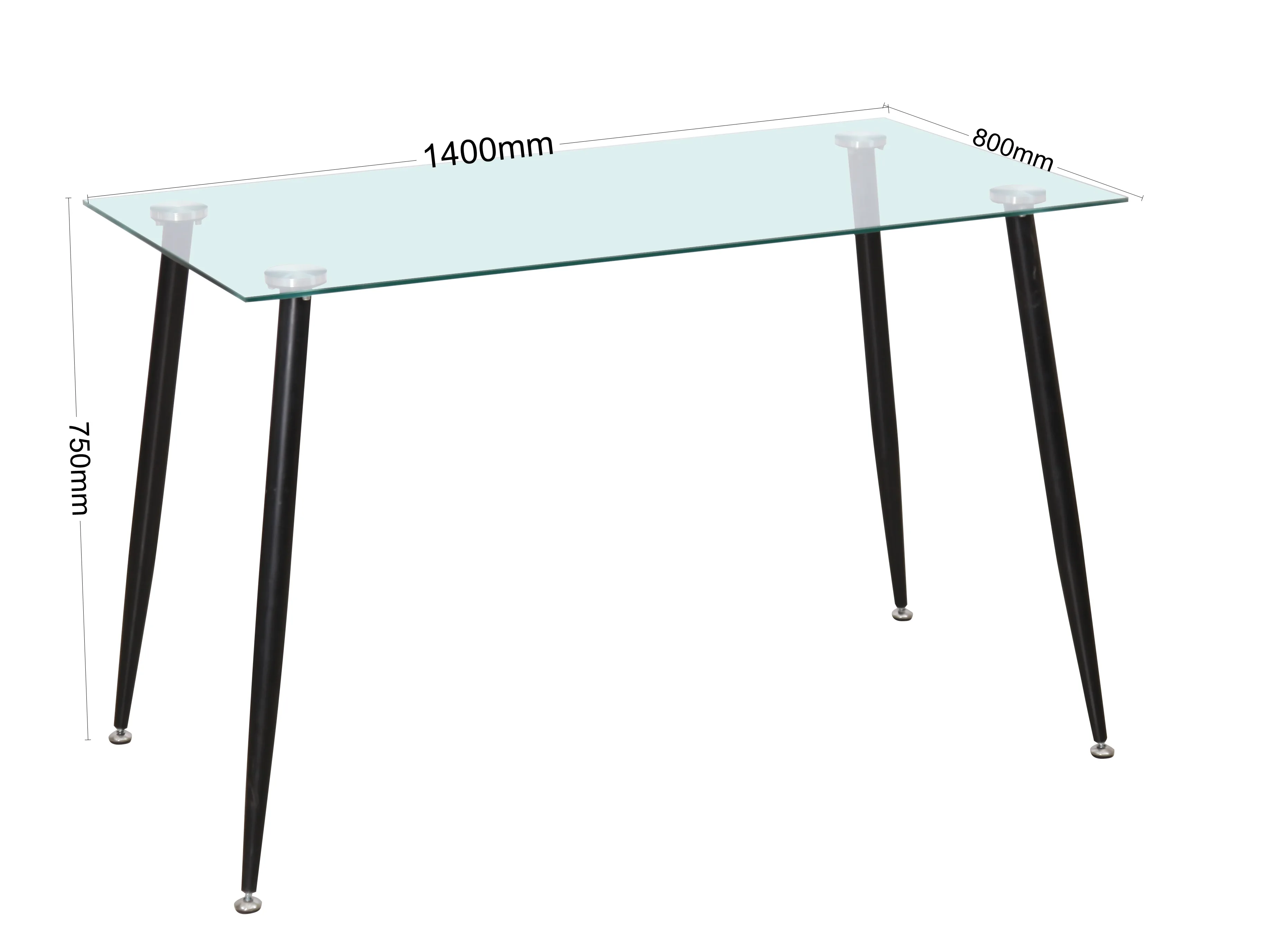 Hot sale high quality classic rectangular table restaurant kitchen modern with tempered glass top dining table