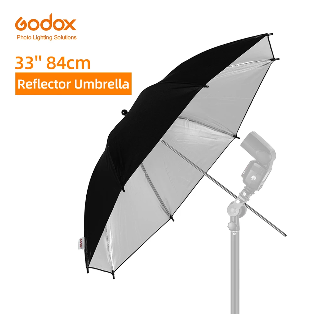 

inlighttech Godox 33" 84cm Reflector Umbrella Photo Studio Flash Light Grained Black Silver Umbrella, Other