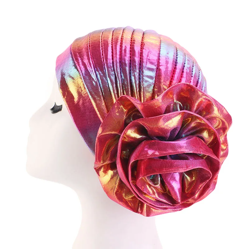 

Quality factory wholesale laser colorful flower turban headwrap headscarf flower crown wholesale caps