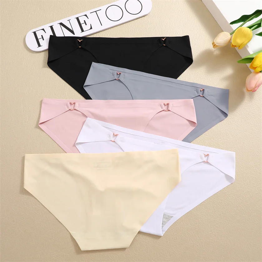 

FINETOO 2023 Girls Hot Designed Women Seamless Solid Colors Panties Underwear Lady Breathable Comfortable Briefs Underpants