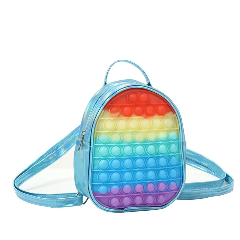 

New Fashion Pop It Push Bubble Rainbow Kawaii Backpack,Popper Fidget Toy Anime Kid Cartoon Schoolbag