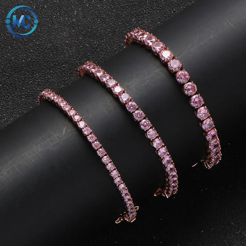 

2021 High Quality Copper Cubic Zircon Iced Out Tennis Bracelet one row bracelet men