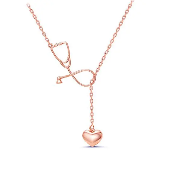 

Stethoscope Necklace Nurse Gifts for Women Medicine Heart Pendant Chokers Doctor Graduation Gift, Gold,silver ,rose gold