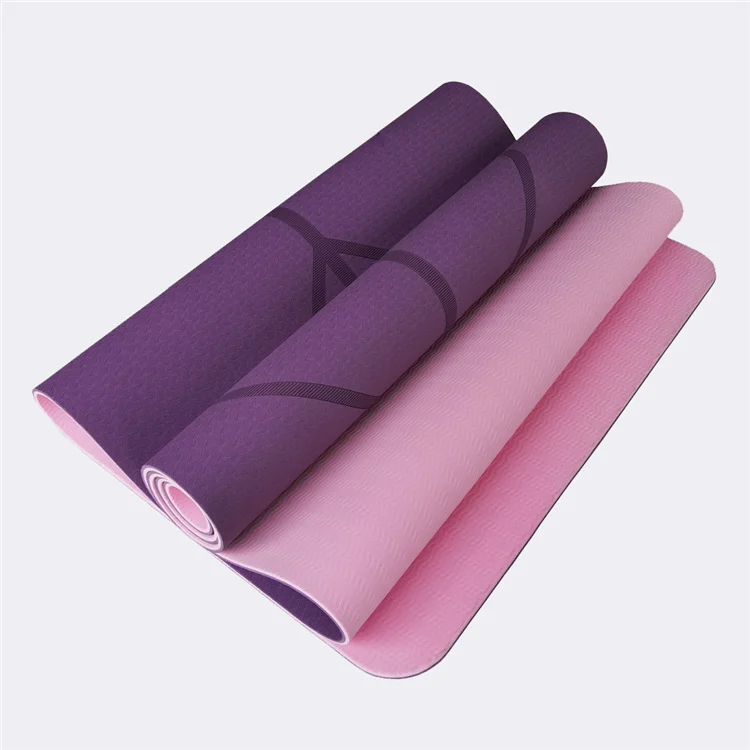 

High quality anti-tear wholesales de custom logo eco friendly 2 dual colors non slip tpe yoga mat with position line, As picture