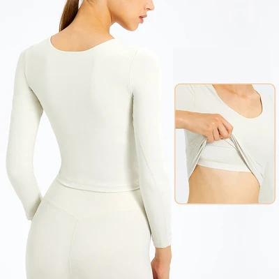 

Yoga wear women's 2021 autumn/winter new sports long sleeve slimming running fitness top with chest pad