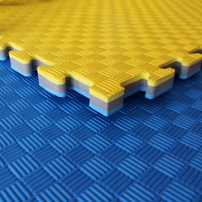 

Eco Friendly High Density Anti Slip EVA Foam Interlocking Karate Exercise Training Judo Tatami Floor Play Mat, Blue&yellow