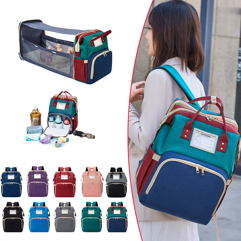 

new arrival 2022 multi-function mochila bebe travel crib mommy bag 2-in-1 with usb charging port diaper changing pad backpack
