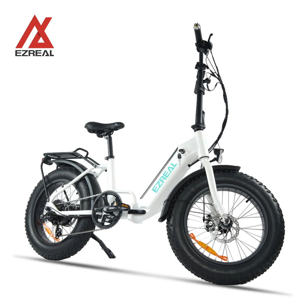 EZREAL 20" folding ebike electric bike fat tire bicycle with BAFANG 48V 500W rear drive motor