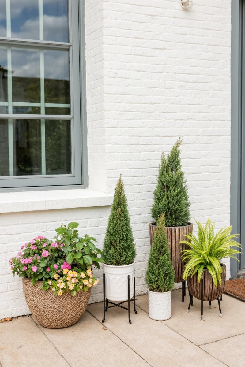 Self-watering planter on a kitchen counter