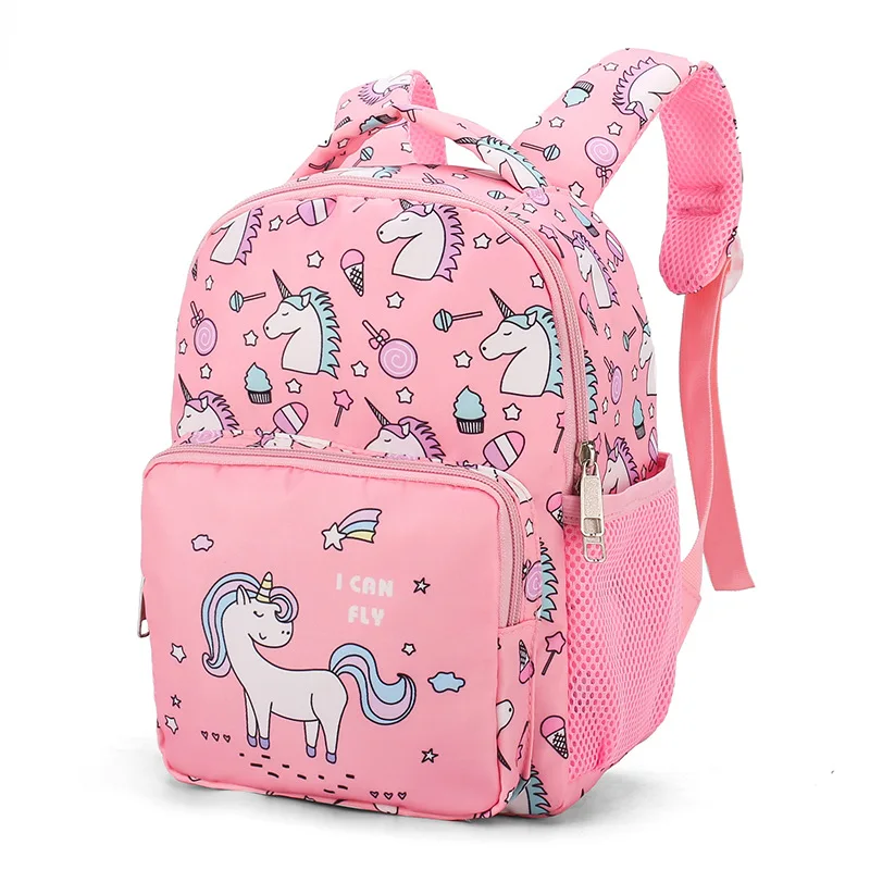 

2021 New High Capacity Nylon Printing Backpack Kindergarten Student Cartoon Cute Girls Children's Schoolbag Waterproof Portable