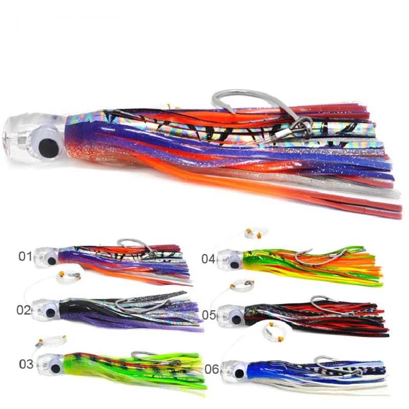 

High quality octopus skirt fishing lure sea fishing boat fishing trolling 6.5inch bionic lures with hooks