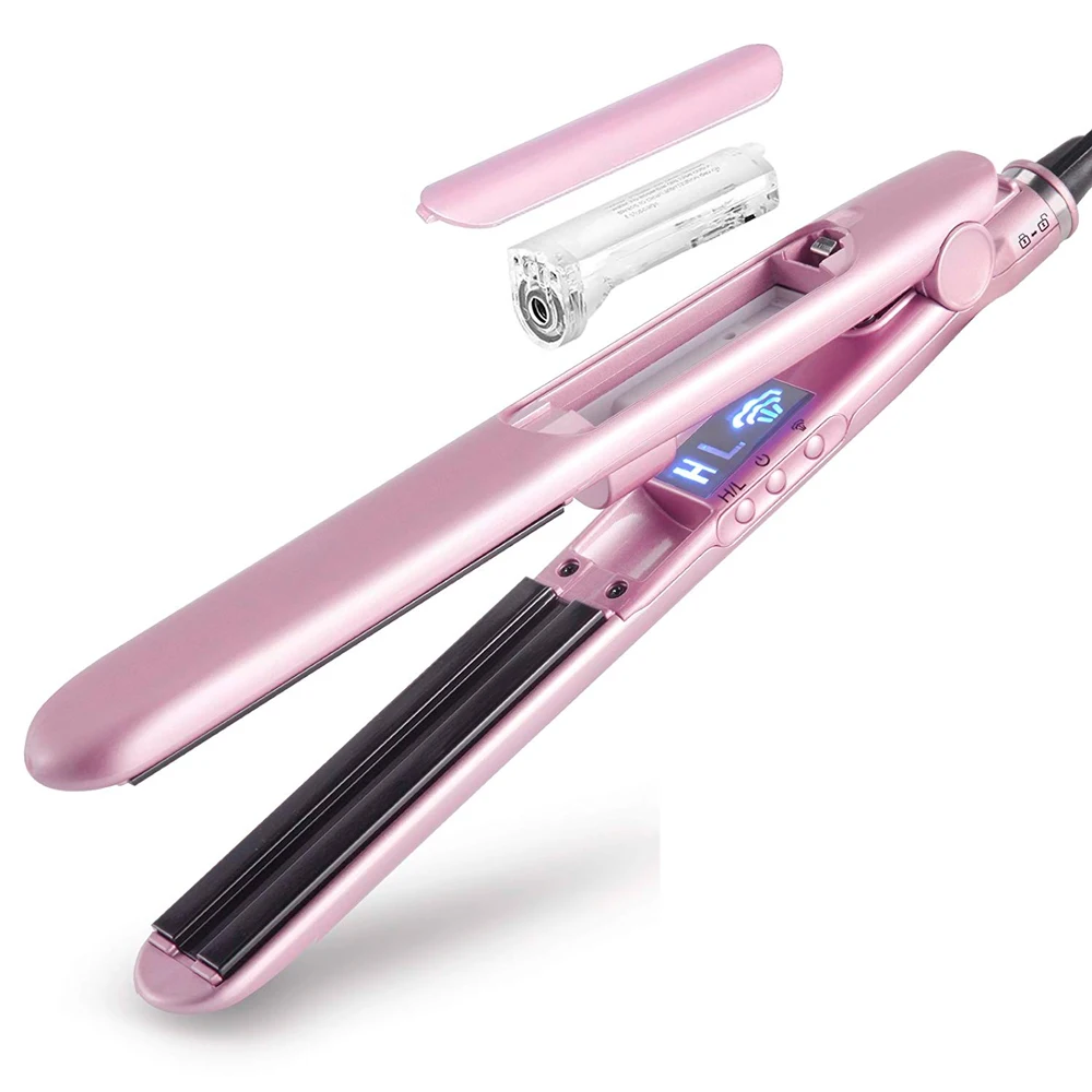 

Hair salon equipment professional custom ceramic steam hair straightener, Black, white or customized