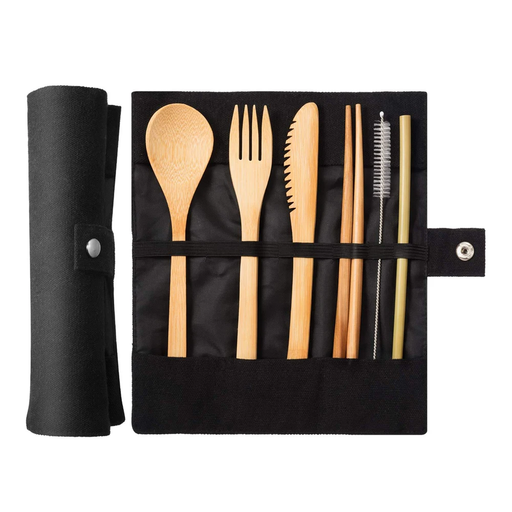 

Factory Hot Sale Creative Portable Bamboo Tableware Set Dinnerware One-Time Tableware Bamboo Set Outdoor, Natural