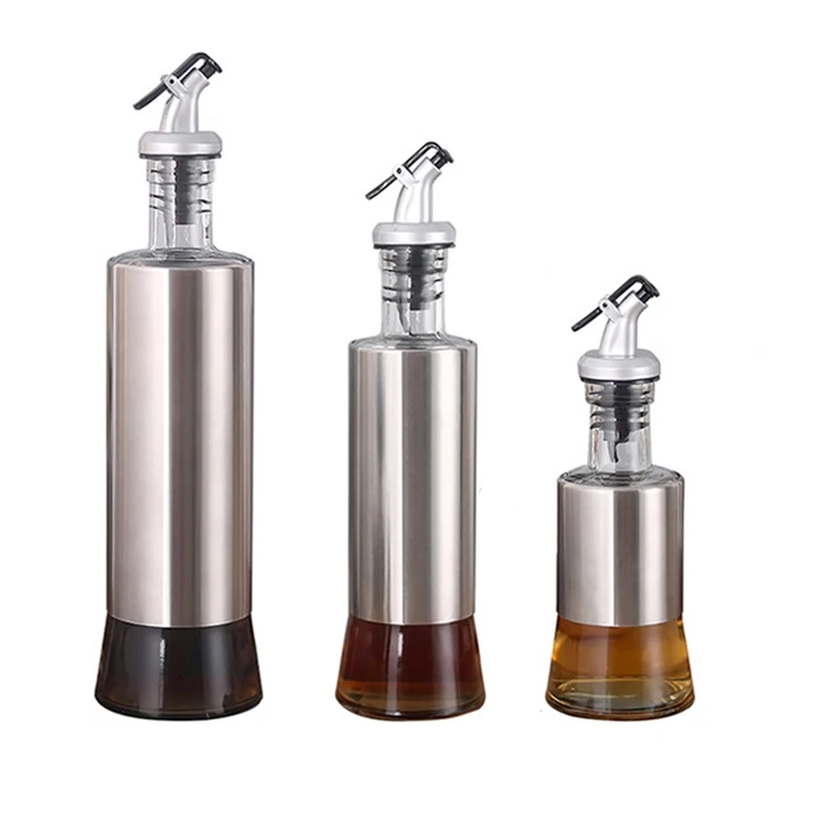 

Online Shop New Products Kitchen Accessories Stainless Steel Glass Cooking Tool Seasoning Container 350ml Oil Spray Bottle, Silver