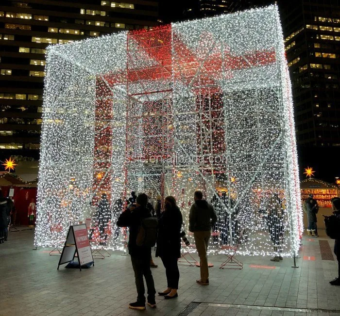 户外 3D巨型穿越LED圣诞礼物礼品盒，用于商业级冬季花园展示| Alibaba.com