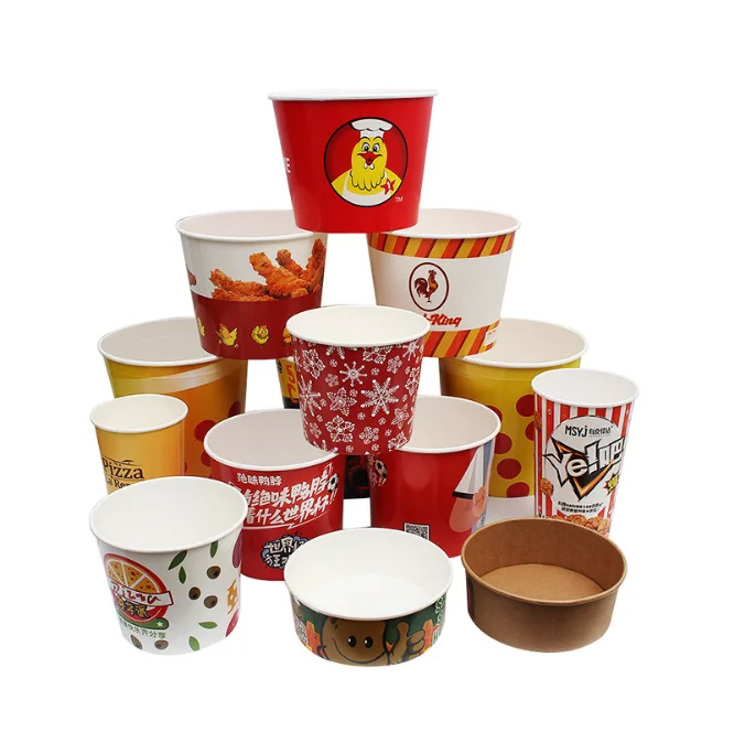 

Disposable Eco Friendly Fried Chicken Craft Paper Popcorn Cup Bucket Food Containers Popcorn Tubs for Cinema and restaurant