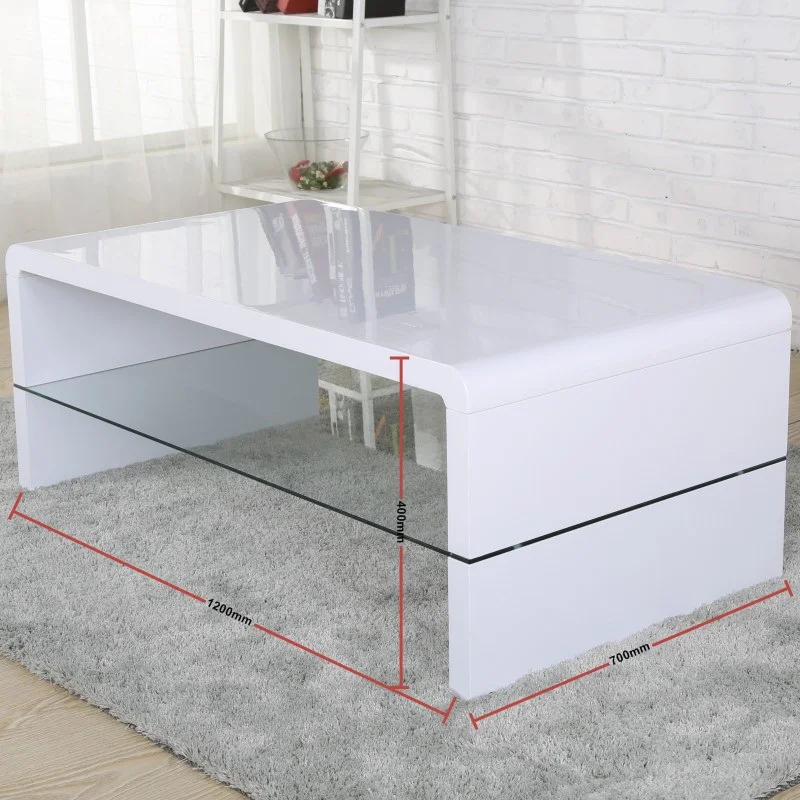 Chinese factory wholesale price high gloss painting MDF wooden coffee table tempered glass tea table