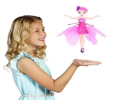 aheadad Flying Flower Fairy Little Fairy Flying Aircraft Induction USB Infrared Detection Floating Light Gift Flying Fairy Toy for Girl decent