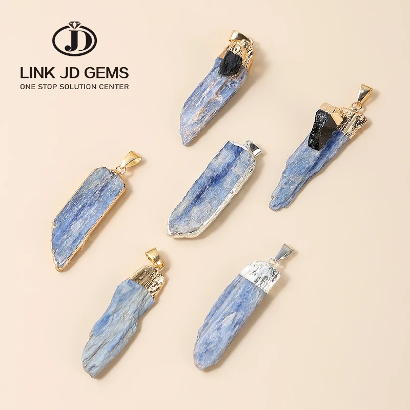 

Natural Blue Kyanite Pendants Raw Kyanite Stones Nugget Beads Pendants For Earrings Necklace Jewelry Making