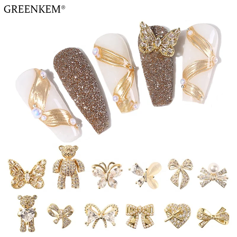 

Greenkem Luxury Zircon 3d Nail Art Decorations Shiny Diamonds Crystal Alloy Jewelry Manicure Nail Zircon Bear, Colorful