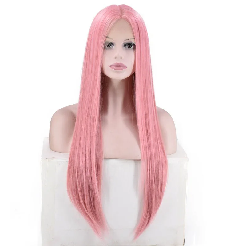 

High Quality lace wig best seller pink long hair wigs for women