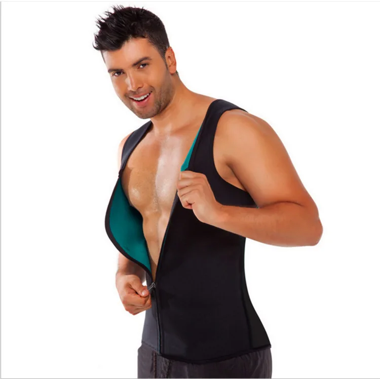 

S353 Body shaper Self-heating men's zipper corsets Rubber sports corsets Quickly wicking men's belly zipper vest Waist Trainer, See phoot
