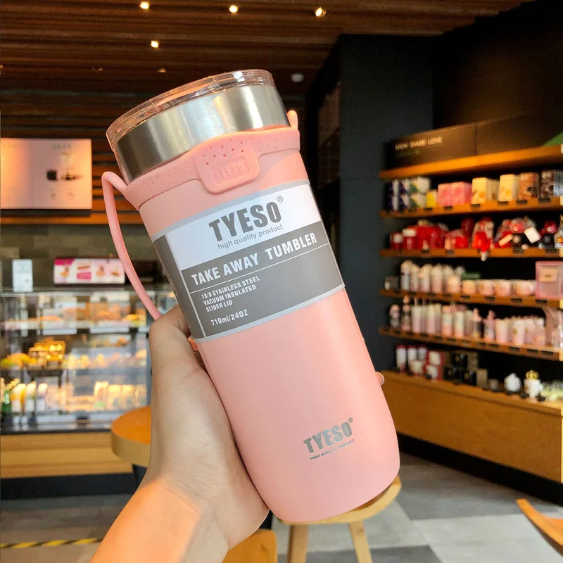 

Tyeso 18 OZ Stainless Steel Vacuum Flasks Thermos Travel Tyeso Tumble Mug Cup With Silicone Reusable Cup Sleeve Tyeso for Gifts, White, green, pink, navy blue