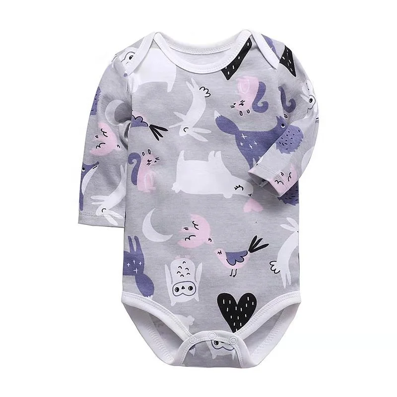 2019 Fashion Cure Cartoon Graffiti printing baby long sleeve romper For Baby Boys girls