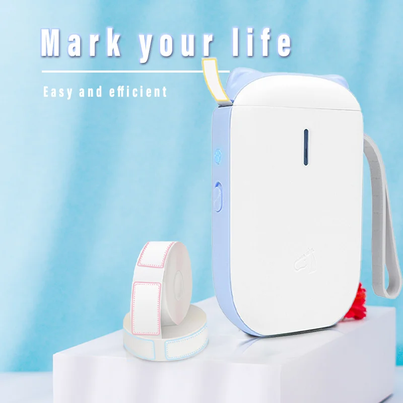 

2021 NEW Barcode Portable mini Wireless Connected Smart Hand Hold Label Printing Thermal Label Printer, Pink , blue , grey, green