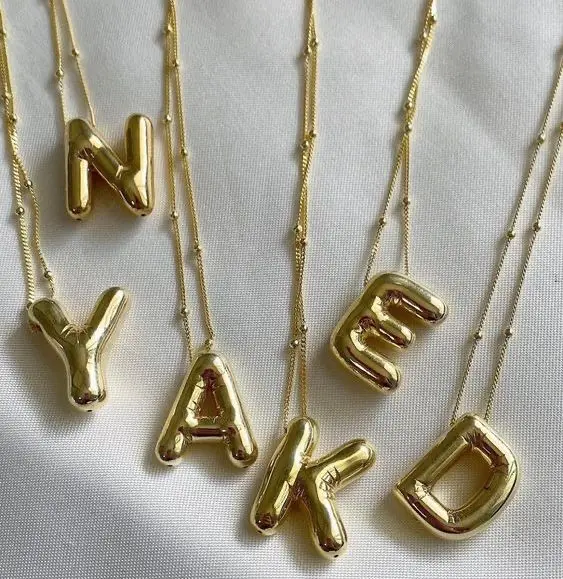 

INS New fashion Tarnish free stainless steel alphabet balloon initial bubble letter pendant necklace