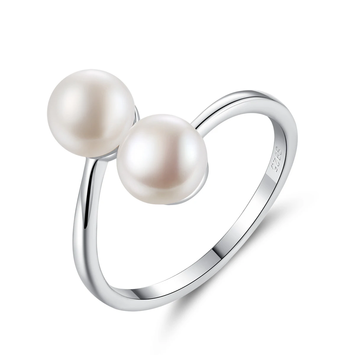 

Korean version simple S925 silver open ring women 6-7mm fresh water pearl ring