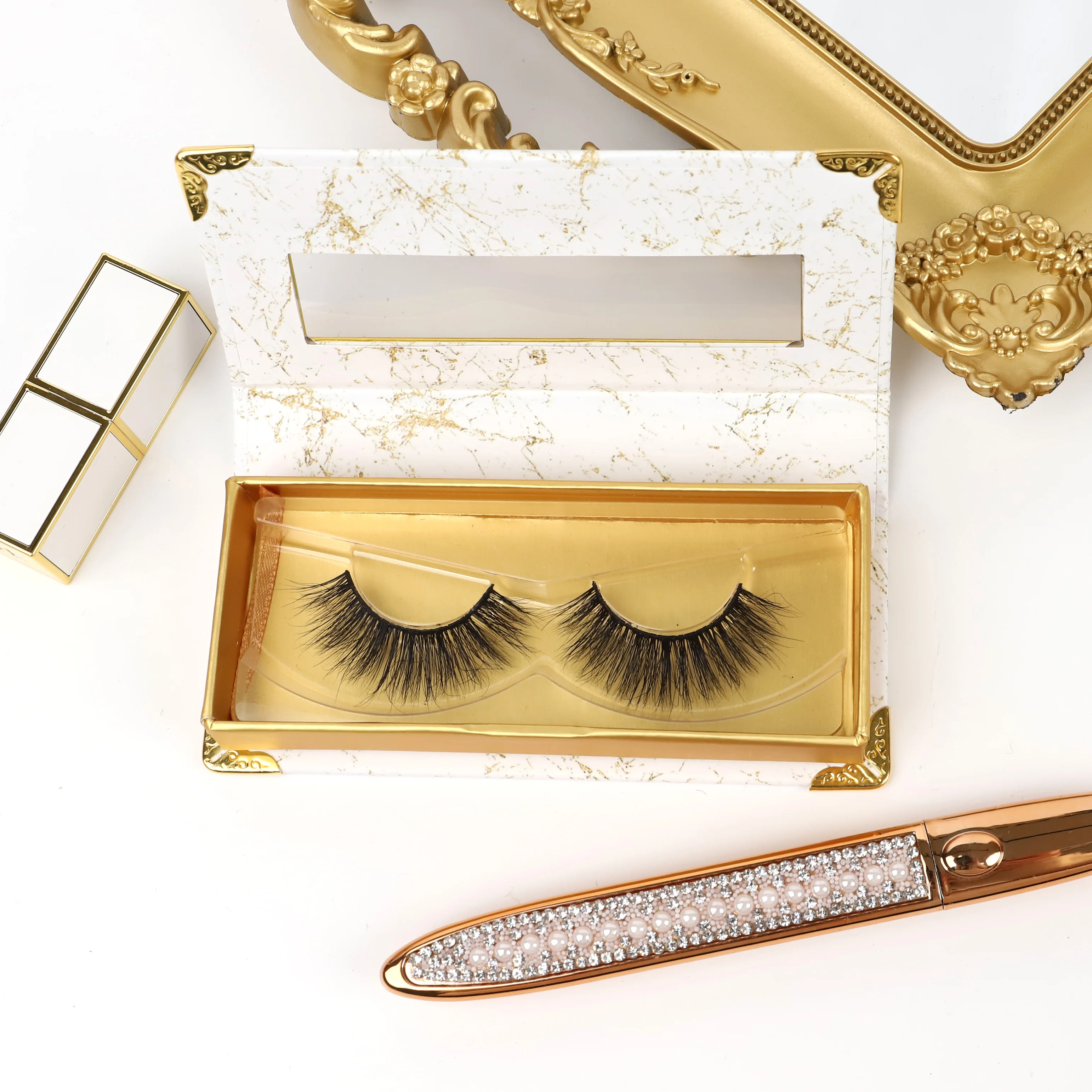 

Wholesale mink eyelash vendor 25mm eyelashes full strip fluffy false eyelashes