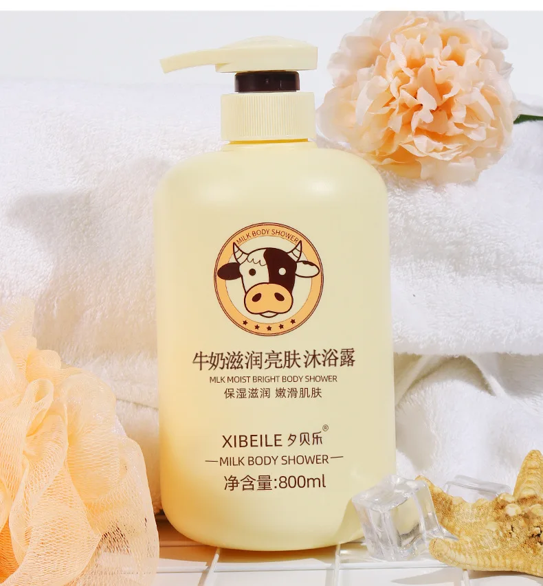 

800ml body shower gel milk nourishing whitening skin body wash Good Quality Natural Skin Lightening Milk Shower Gel Brands Name