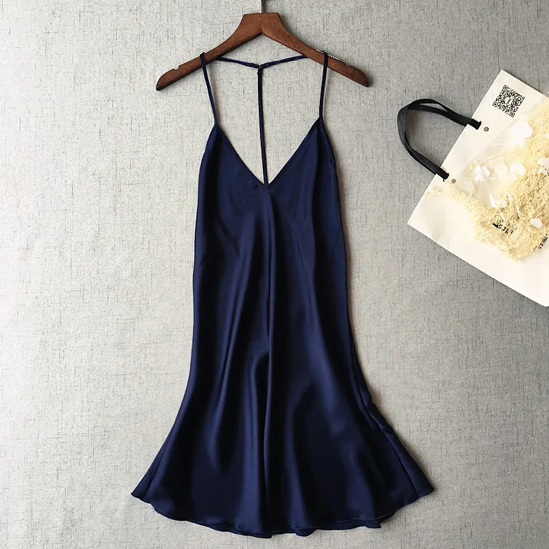 

Wholesale Custom sexy V neck Sleeveless Summer Nightdress Night Sleeping Dress Evening dress Satin Nightgown
