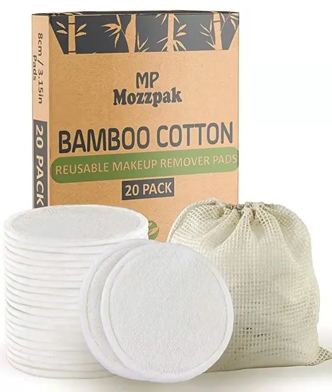 

High Quality OEM Custom Organic Reusable Washable Cotton Makeup Round Remover Bamboo Face Pads, White