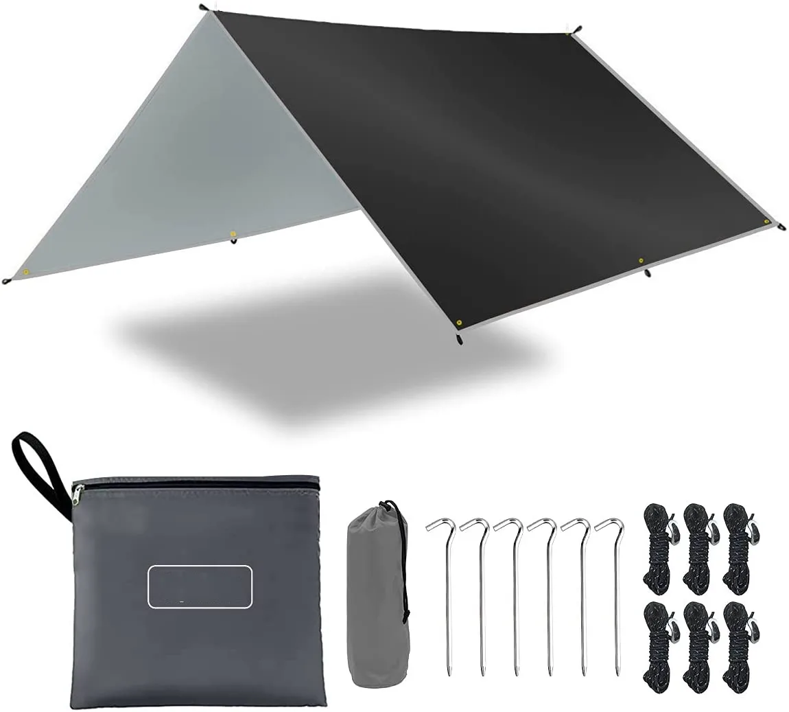WOQI New Style Camping Tarp Tent Hammock Tarp  Waterproof  Sunshade Hammock Rain Fly Compact Lightweight Canopy