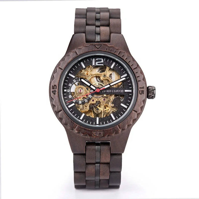 

DODO DEER 2020 Wholesale Luxury Wood Grain Bezel Wrist Watch Men Mechanical Watch Oem Custom Logo Wooden Waterproof Fashion