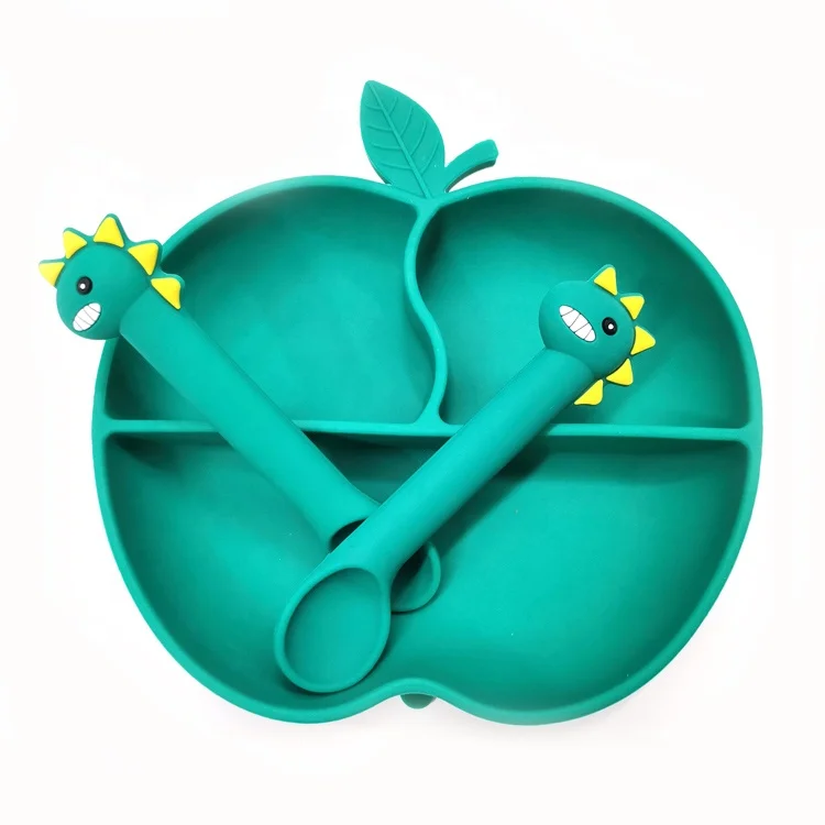 

2021 Manufacture Exported The Fruit Silicone Baby Feeding Plate For Kids Silicone Divided Plate OEM Customized, Customized color