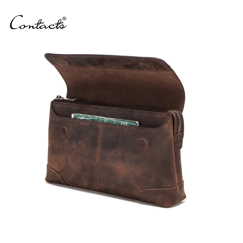 

wholesale dropship genuine leather capacity men clutch bag vintage leather, Coffee