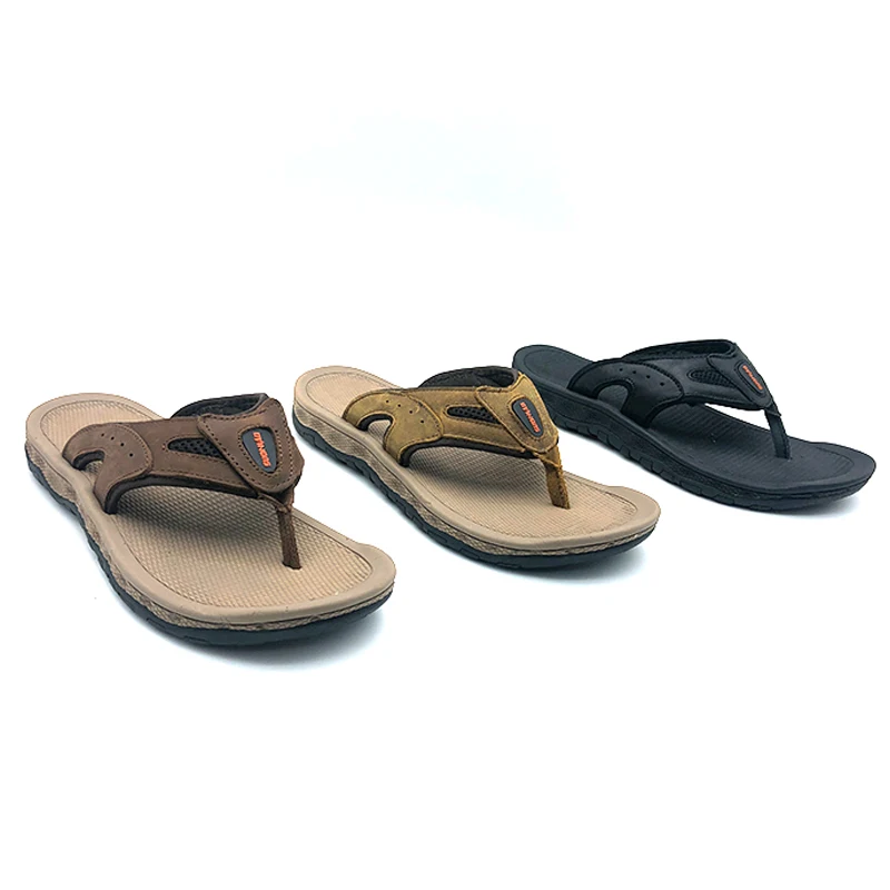 

Hot Sale Non Slip Leather Arch Support Sliders Footwear Mens Beach Sandals Flip Flops