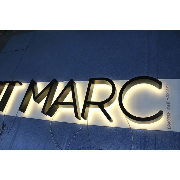 Professional manufacturer customized background wall LED back light sign shop metal letter sign