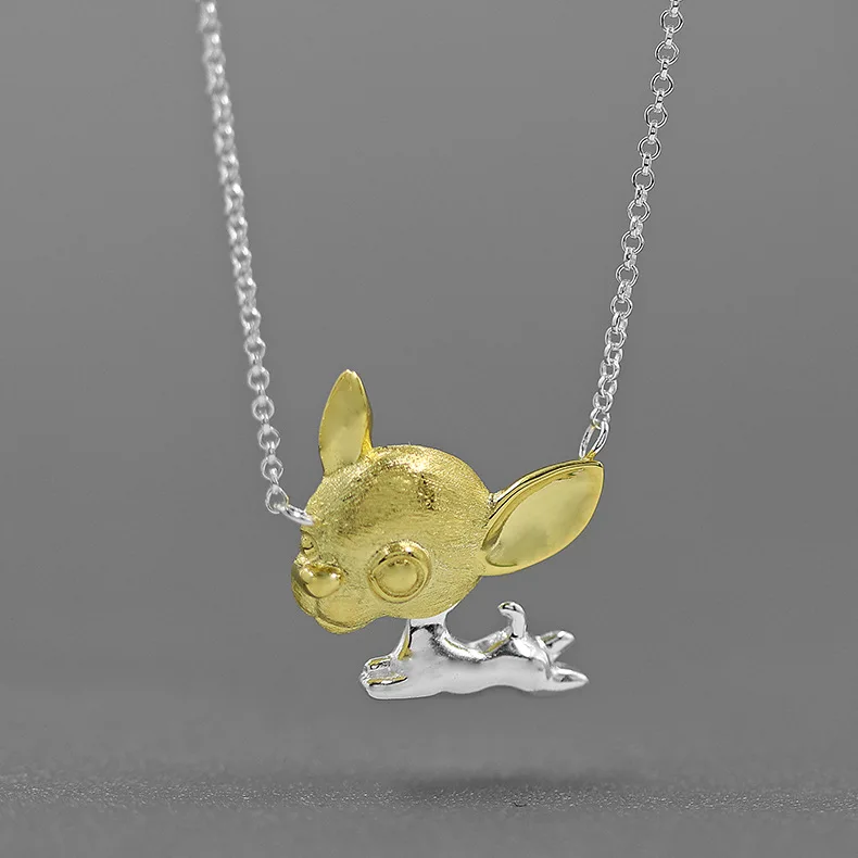 

925 Sterling Silver Dynamic Vivid Chihuahua Dog Choker Necklaces